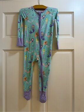 Little Sleepies Mint Mermaid Zip-Up Footed One-Piece Pajama
